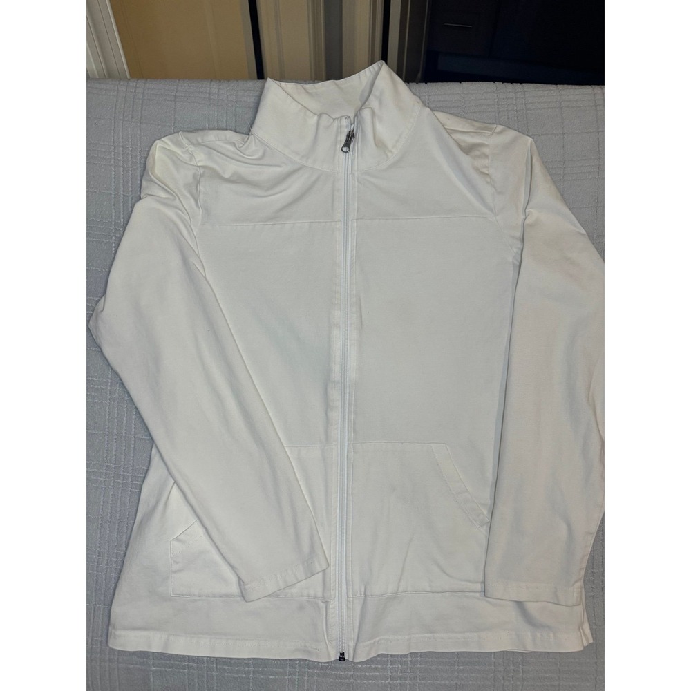 christopher and banks white zip up women's size large